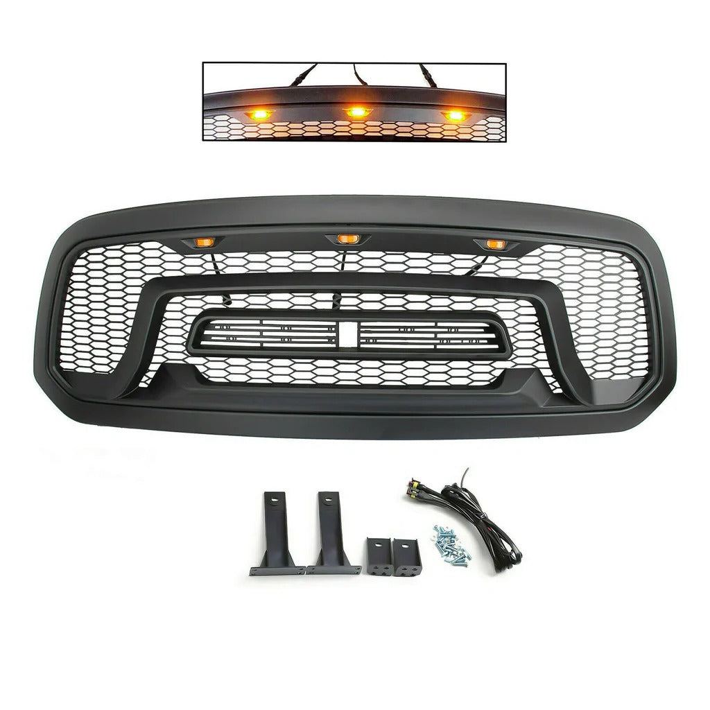 for 2014 2015 2016 2017 2018 Dodge Ram 1500 Grill  Rebel Style Black W/LED Lights & Letters