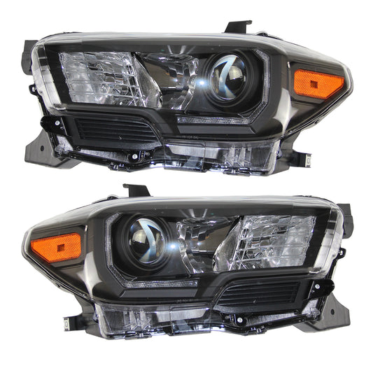 2016 2017 2018 2019 2020 2021 Toyota Tacoma headlight (W/ LED DRL) Black