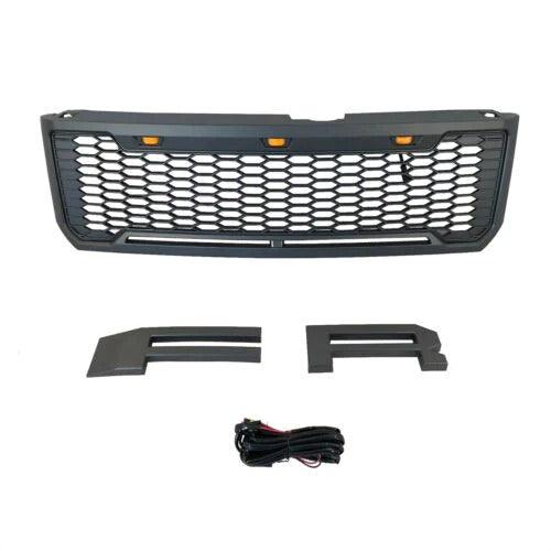 1992-1996 Ford F150 Grill - Black Raptor Style w/ Lights Letters - trucfri