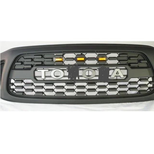 2001-2004 Toyota Tacoma TRD Grille - Matte Black Raptor Style With LED Lights & Letters - trucfri