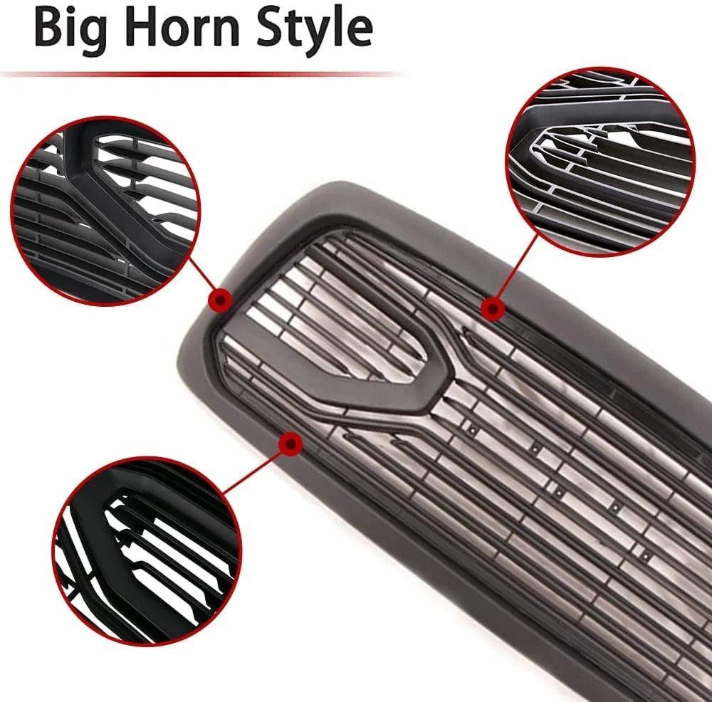 2002-2005 Dodge RAM 1500 Grille  - Matte Black Big Horn Style W/ Letters - trucfri