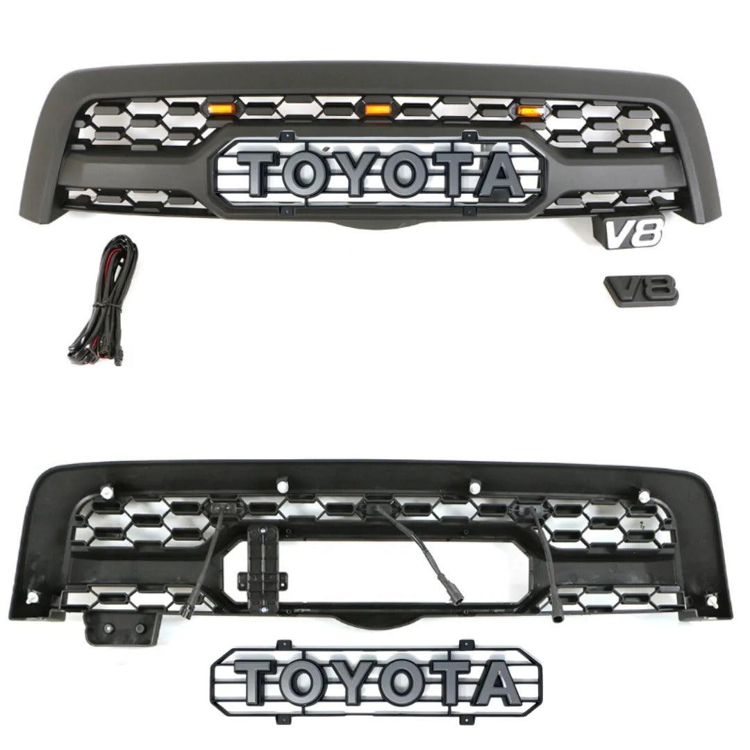 2005 2006 2007 Toyota Sequoia TRD Grill - Matte Black with Emblem and Lights - trucfri