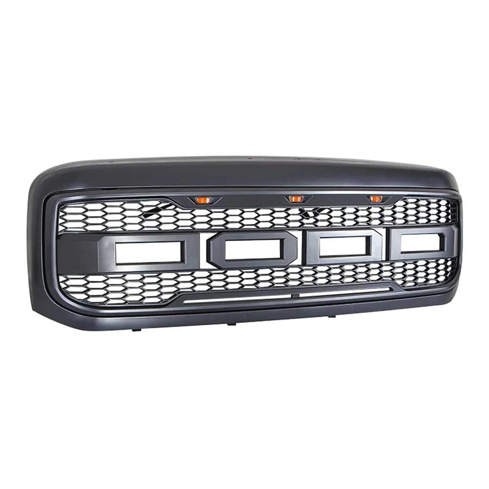 2005-2007 Ford F250 F350 Grille - Black Raptor Style Super Duty W/LED Lights & Letters - trucfri