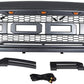 2005-2007 Ford F250 F350 Grille - Black Raptor Style Super Duty W/LED Lights & Letters - trucfri