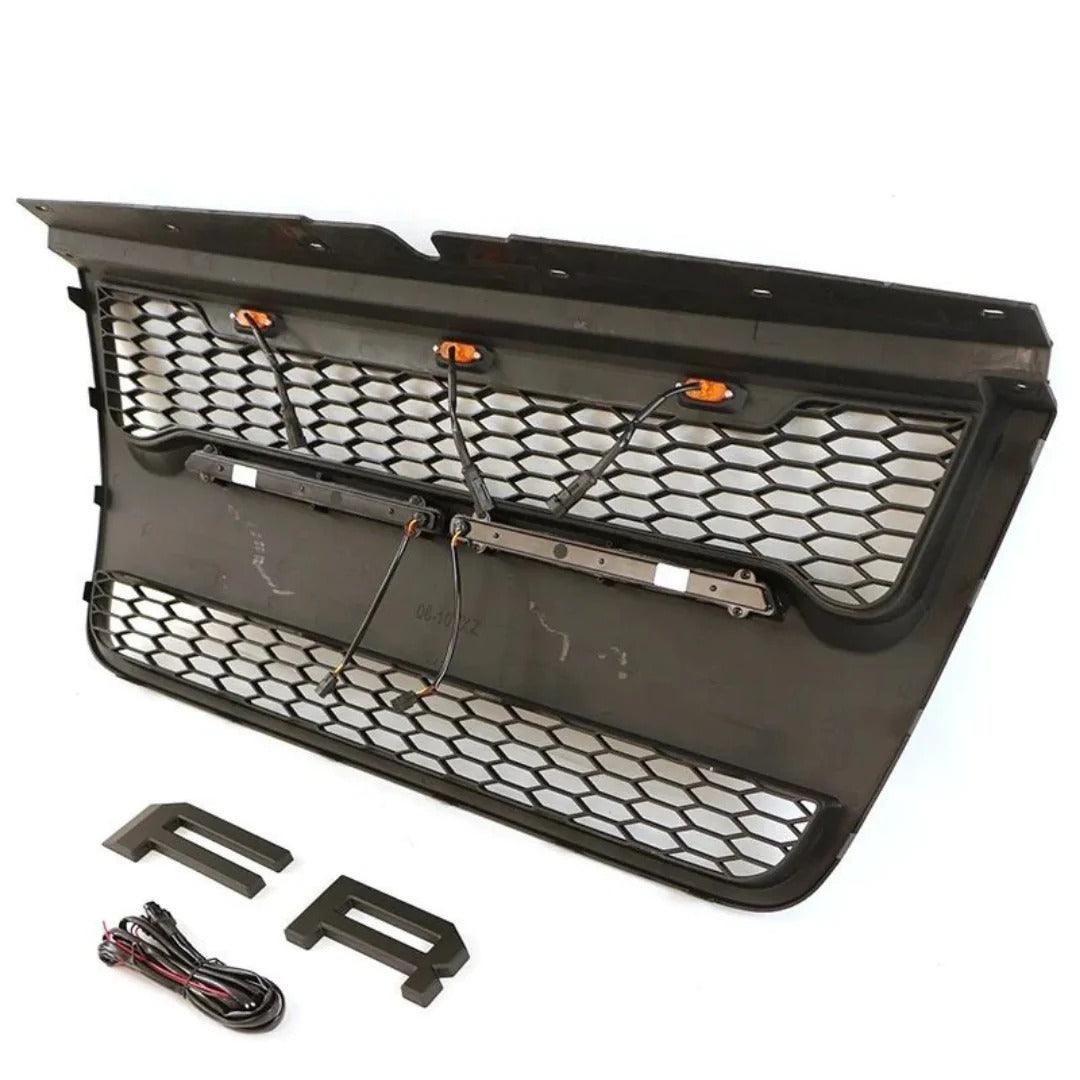 2006-2010 Ford Explorer Grill - Matte Black Sport Trac Raptor Style With Letters & Lights - trucfri