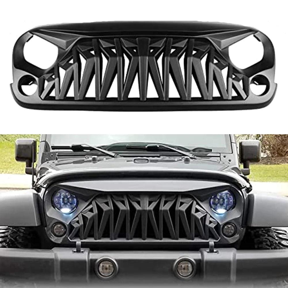 2007-2018 Jeep Wrangler Shark Grille - Matte Black Front Grill - trucfri