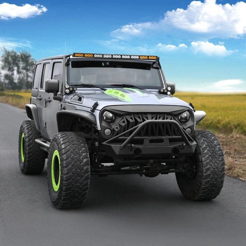 2007-2018 Jeep Wrangler Shark Grille - Matte Black Front Grill - trucfri