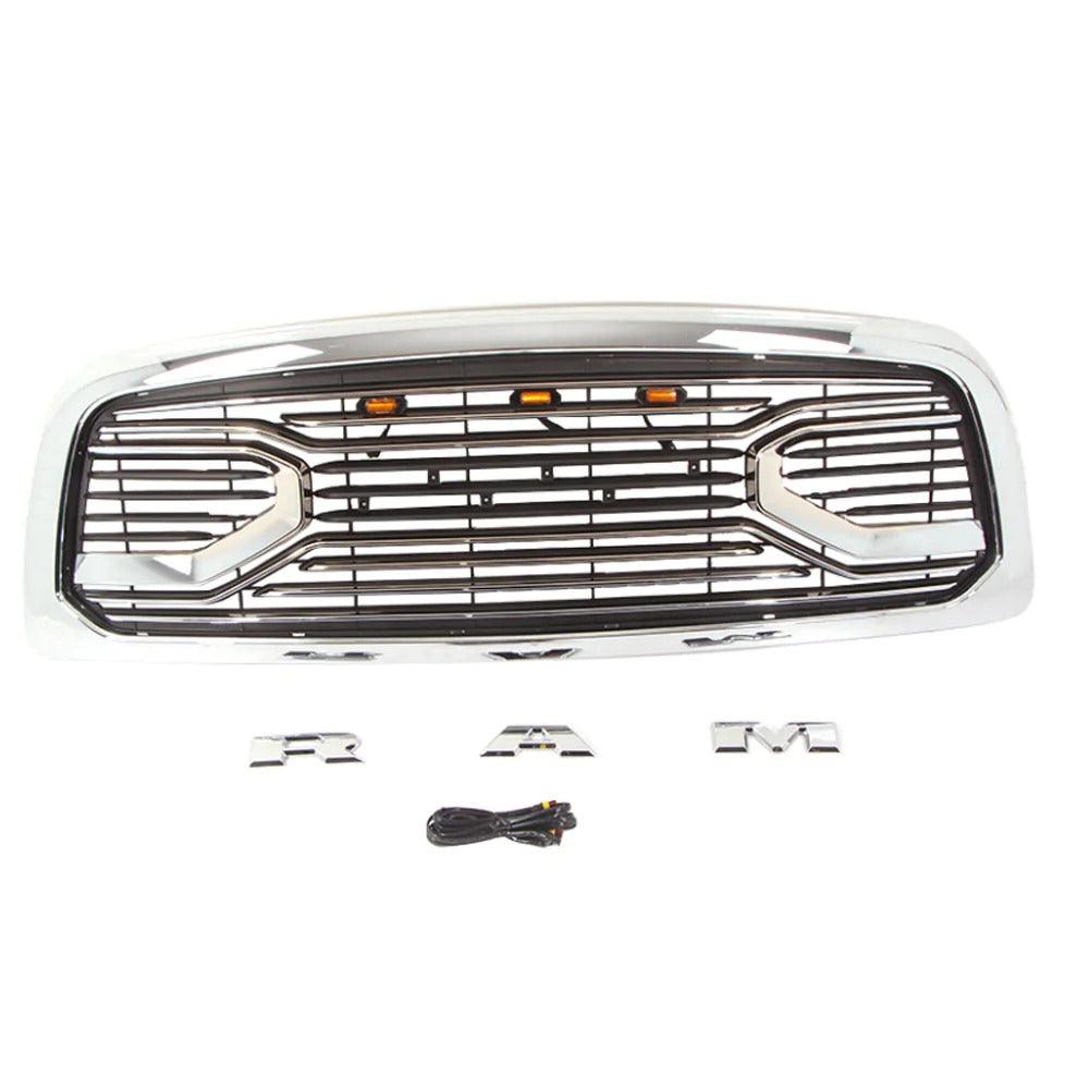 2009-2012 Dodge Ram 1500 Grille - Chrome Big Horn Style Front Bumper W/ Letters & Lights - trucfri