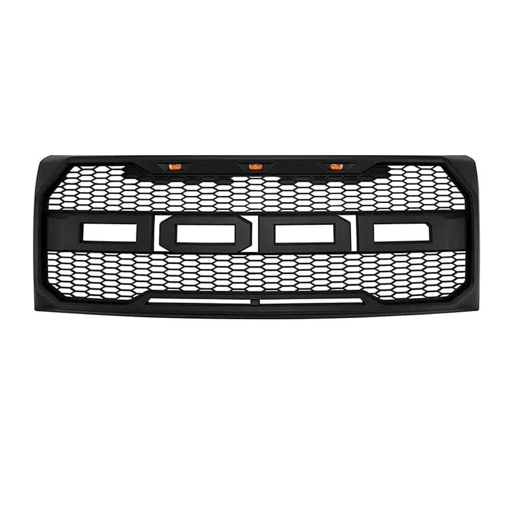 2009-2014 Ford f150 Grille -  Matte Black Replaceable Letters & Amber LED Lights - trucfri