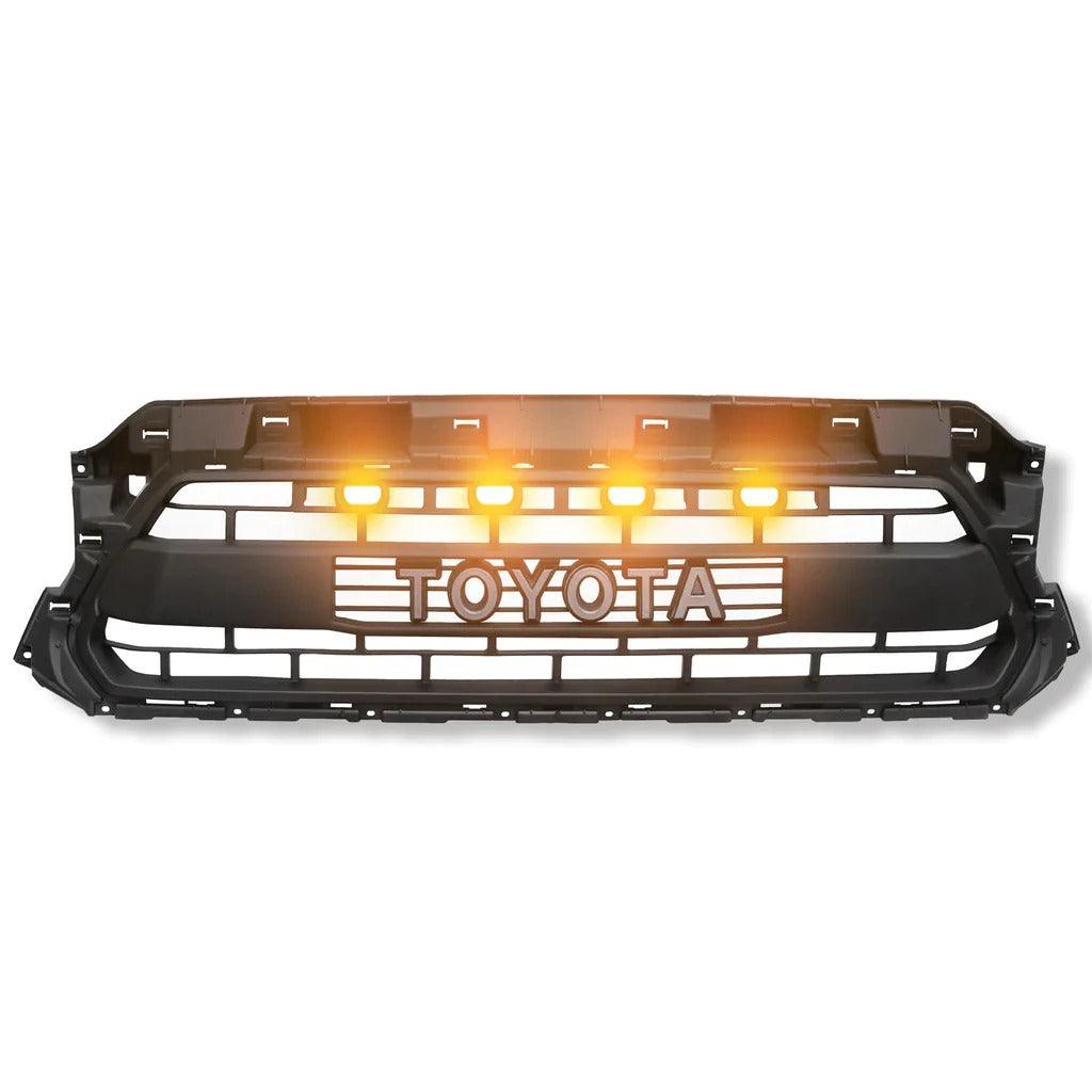 2012-2015 Toyota Tacoma TRD Pro Grill - Matte Black Front Grille with Amber Lights - trucfri