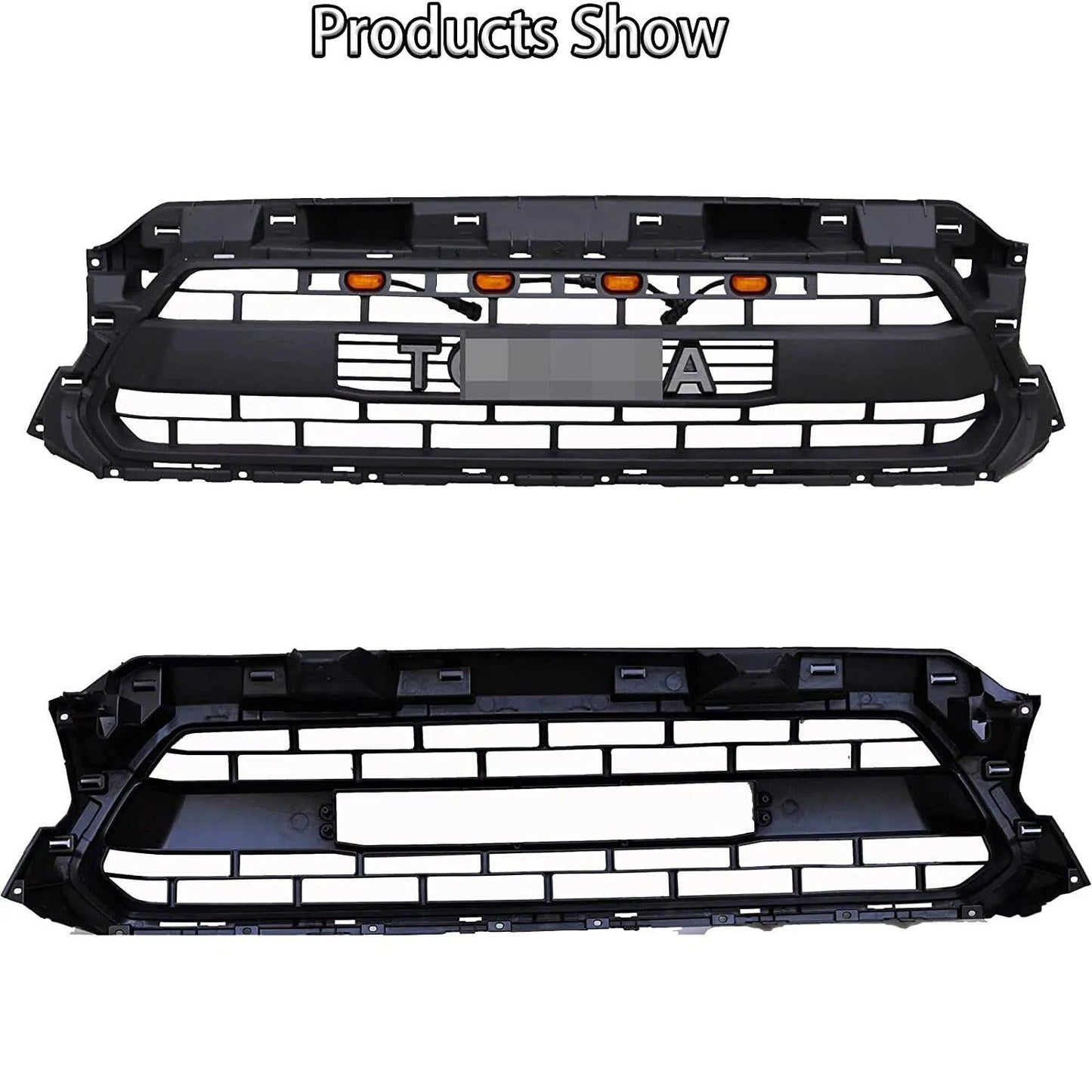 2012-2015 Toyota Tacoma TRD Pro Grill - Matte Black Front Grille with Amber Lights - trucfri