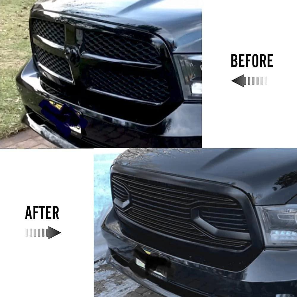 2013-2018 Dodge Ram 1500 Grille - Matte Black Big Horn Style W/Letters - trucfri