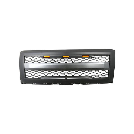 2014 2015 Chevrolet Silverado Grille - Matte Black Front Upper With Lights and Letters - trucfri