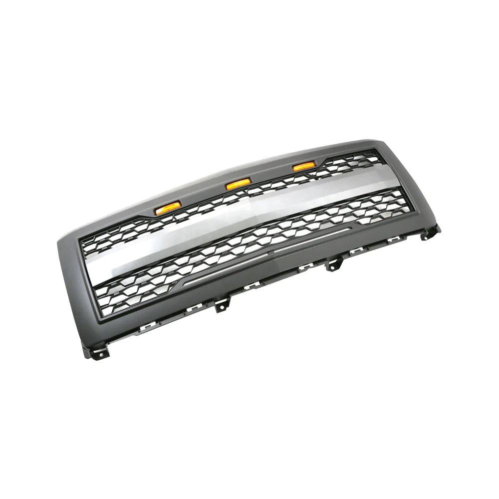 2014 2015 Chevrolet Silverado Grille - Matte Black Front Upper With Lights and Letters - trucfri