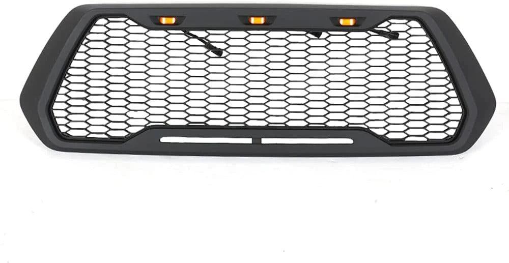 2016-2020 Toyota Tacoma Grille - Black With 3 Amber DRL LED Lights - trucfri