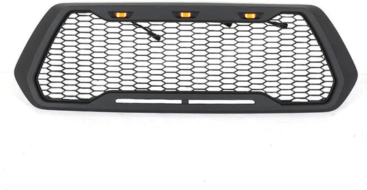 2016-2020 Toyota Tacoma Grille - Black With 3 Amber DRL LED Lights - trucfri