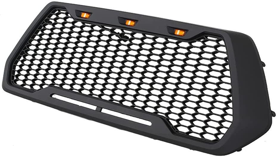 2016-2020 Toyota Tacoma Grille - Black With 3 Amber DRL LED Lights - trucfri