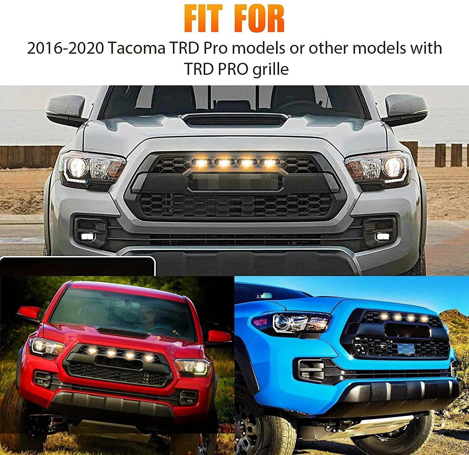 2016-2021 Toyota Tacoma Grille -  BLACK W/ LED Amber Lights - trucfri