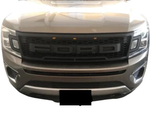 2018-2020 Ford Expedition Grill - Matte Black Raptor Style and W/Letters & LED Lights - trucfri