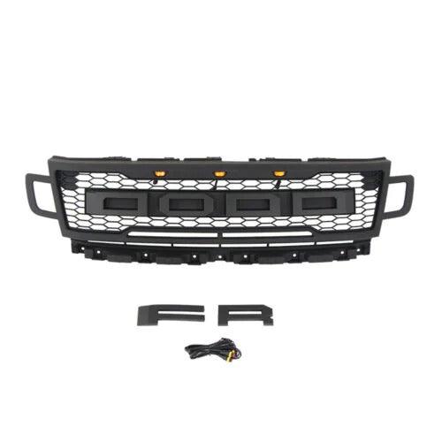 2018-2020 Ford Expedition Grill - Matte Black Raptor Style and W/Letters & LED Lights - trucfri