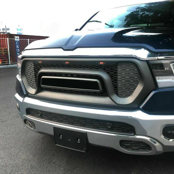 2019 2020 2021 Dodge Ram 1500 Grill -  Black Rebel Style Bumper Grille W / LED & Letters - trucfri