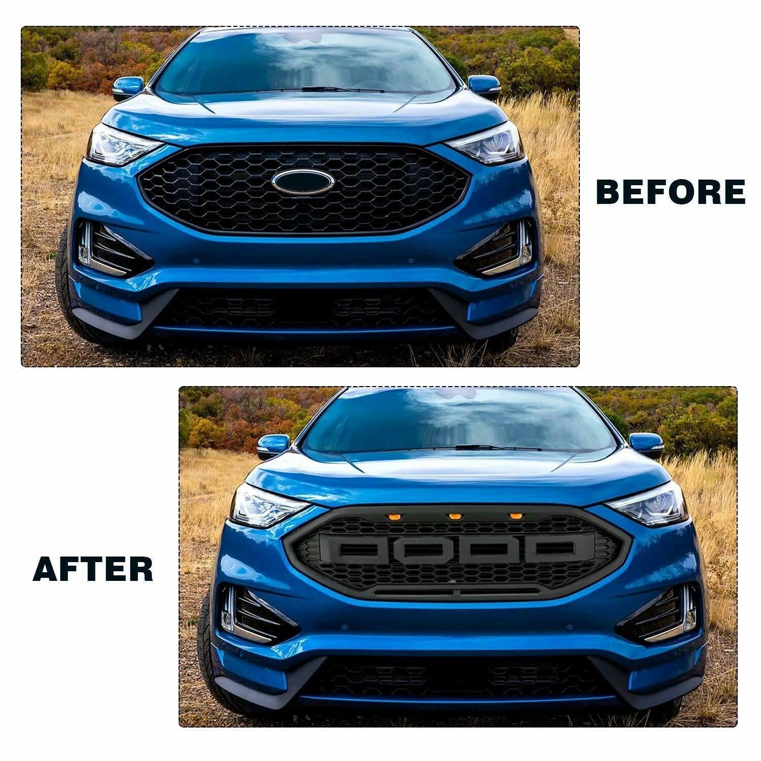 2019 2020 2021 Ford EDGE Grill - Matte Black W/ Letters & Lights - trucfri