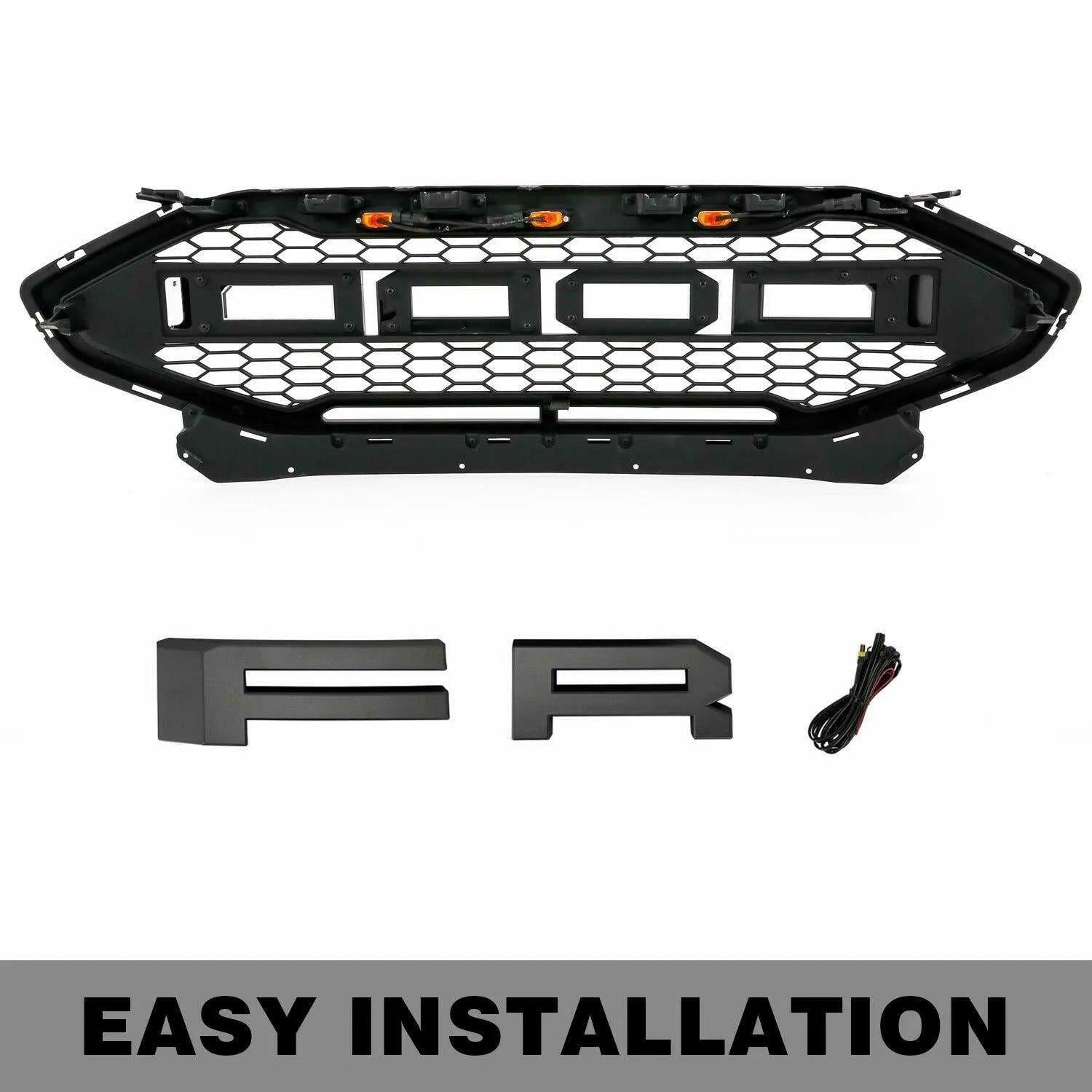 2019 2020 2021 Ford EDGE Grill - Matte Black W/ Letters & Lights - trucfri