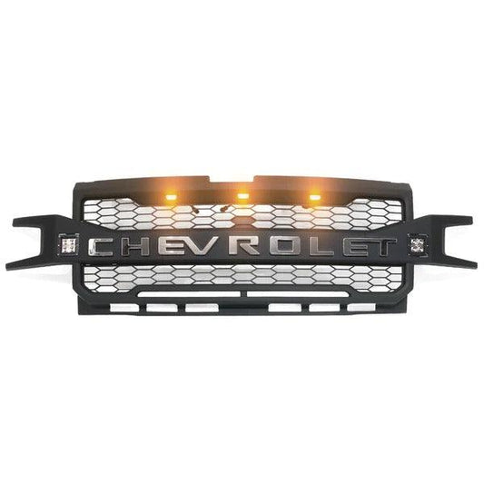 2019-2020 Chevrolet Silverado Grill - Matte Black 1500 with 3+2 LED Lights & Letters Black - trucfri