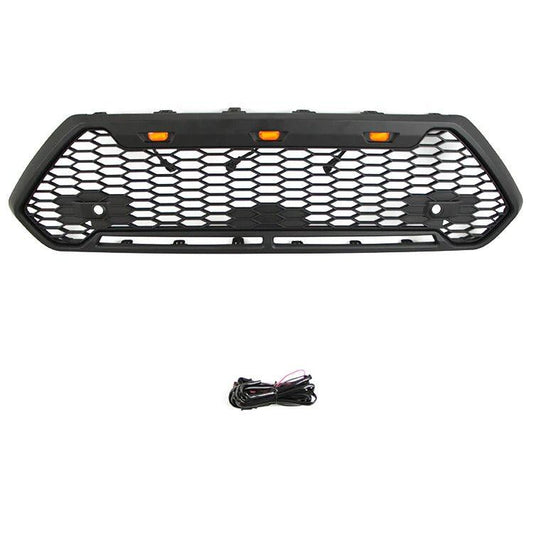 2019-2022 Toyota RAV4 TRD/ADVENTURE Front Grille - BLACK New Honeycomb Style With Amber Lights - trucfri