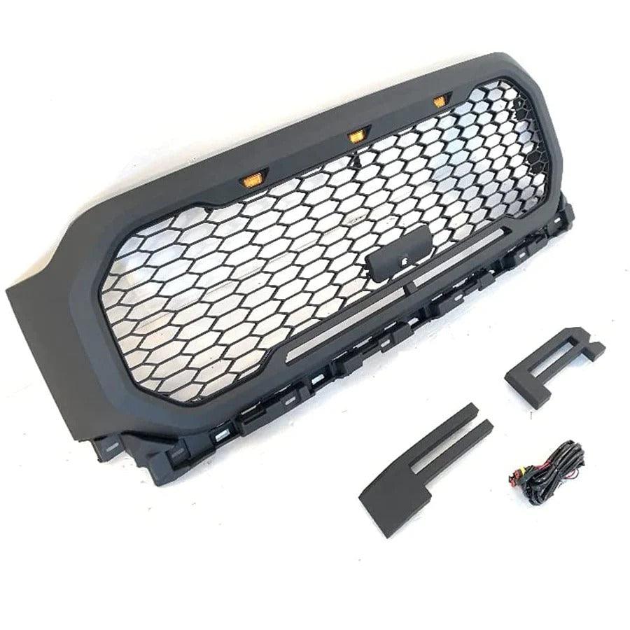 2021-2022 Ford F150 Grill - Raptor Style Matte Black W/LED Amber & Letters - trucfri