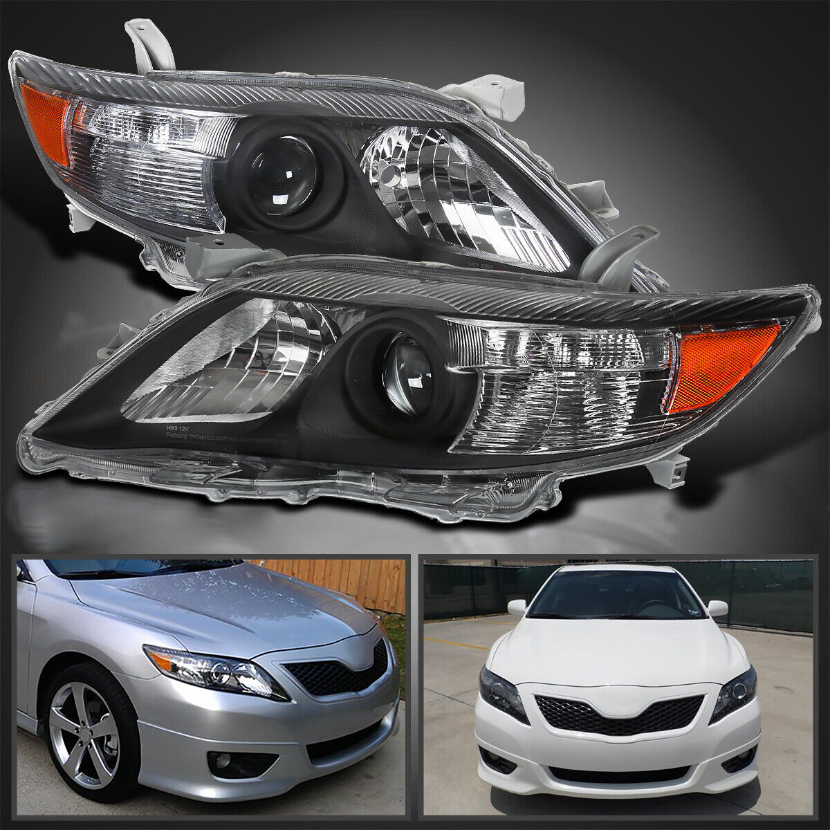 For 2010-2011 Toyota Camry Black headlight Set Left+Right