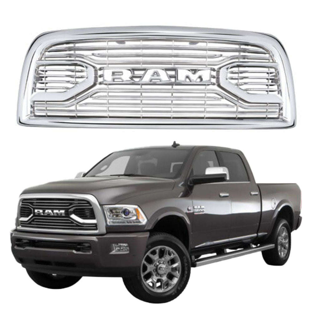 for Dodge RAM 2500/3500 Grill 2013 2014 2015 2016 2017 2018 Big Horn Style Chrome  With Letters & Led Lights