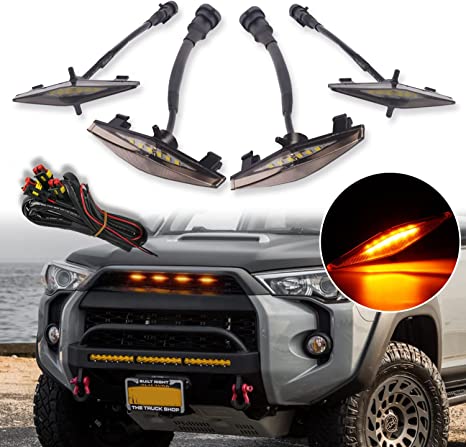 2016 2017 2018 2019 2020 2021 2022 Toyota 4Runner Smoked 4pcs LED Grill Light