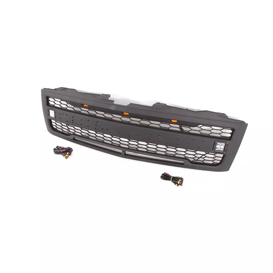 for 2007 2008 2009 2010 2011 2012 2013 Chevrolet Silverado Grill Matte Black With Lights