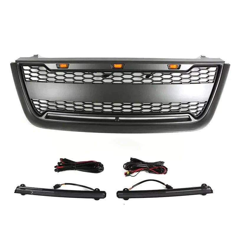 2003 2004 2005 2006 Ford Expedition Raptor Style Front Grill  W/Lights & Letters Matte Black