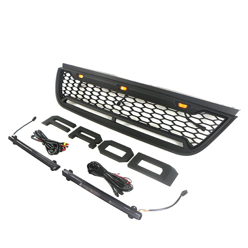 for 2002 2003 2004 2005 Ford Explorer/Sport Trac Raptor Style Front Grill With Letters & Lights Black