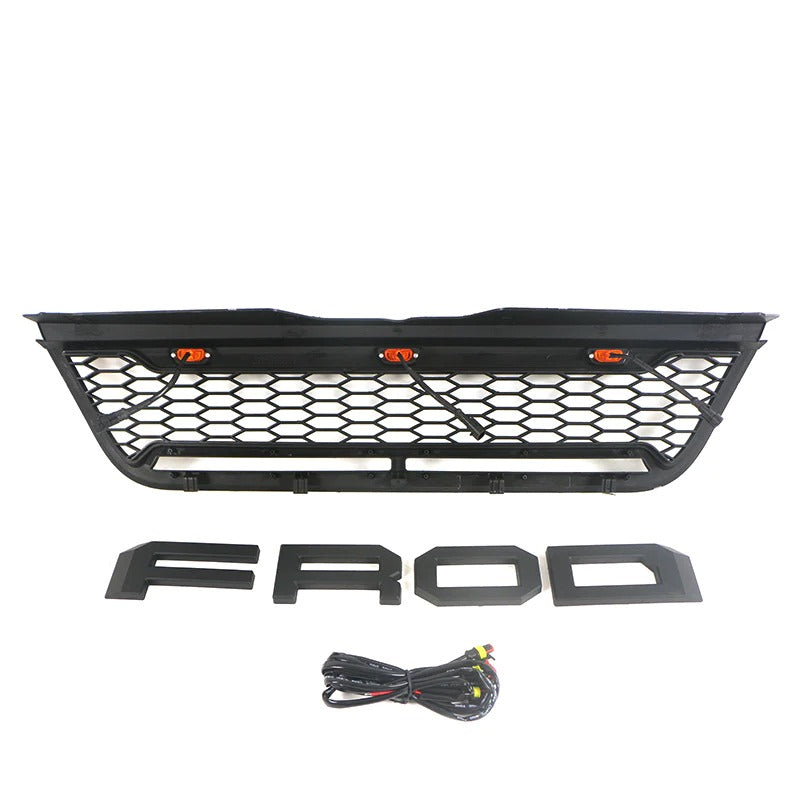 for 2002 2003 2004 2005 Ford Explorer/Sport Trac Raptor Style Front Grill With Letters & Lights Black