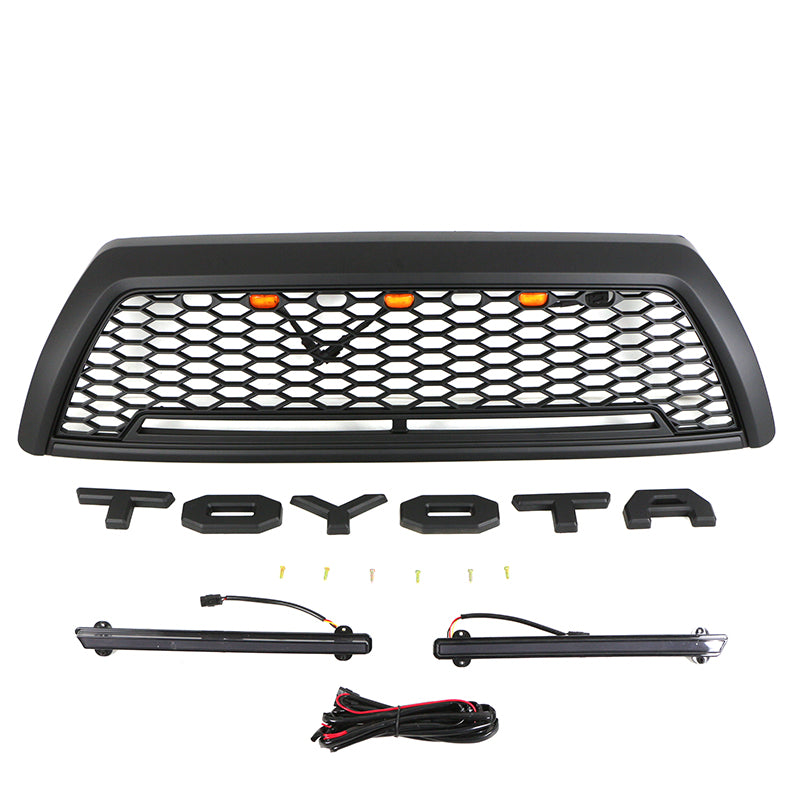 2006 2007 2008 2009 Toyota 4Runner Mesh Aftermarket Front Grill With letters & LED Lights Matte Black