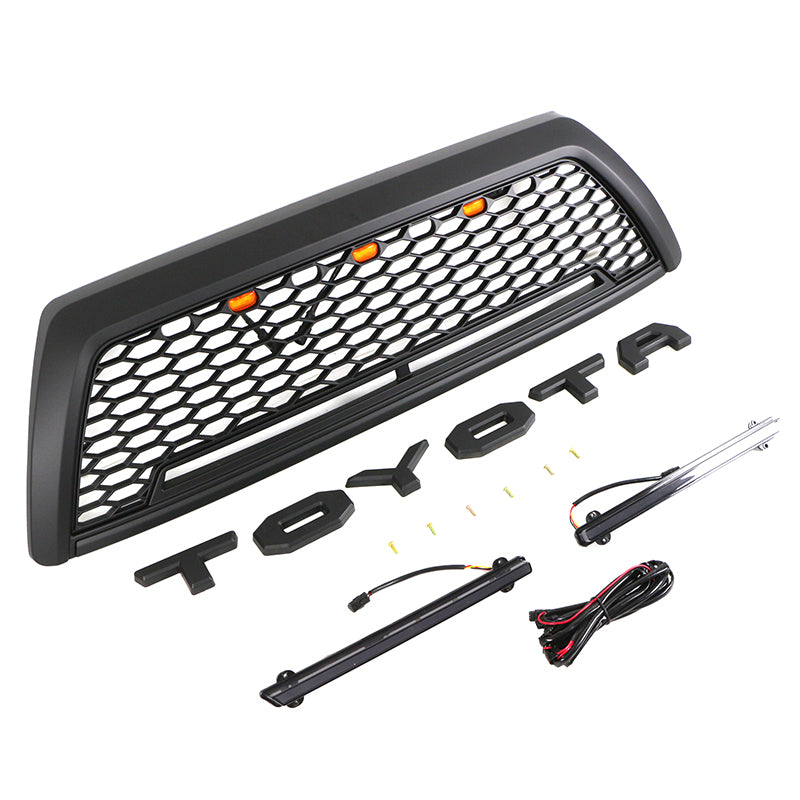 2006 2007 2008 2009 Toyota 4Runner Mesh Aftermarket Front Grill With letters & LED Lights Matte Black