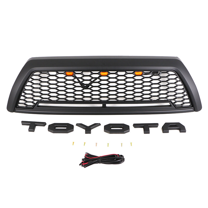 2006 2007 2008 2009 Toyota 4Runner Mesh Aftermarket Front Grill With letters & LED Lights Matte Black