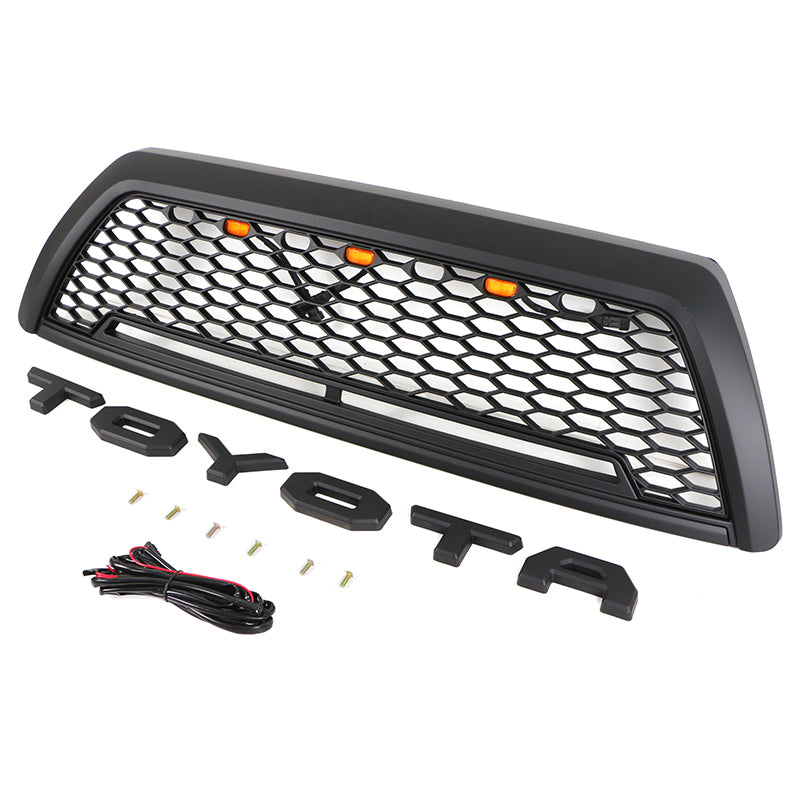 2006 2007 2008 2009 Toyota 4Runner Mesh Aftermarket Front Grill With letters & LED Lights Matte Black