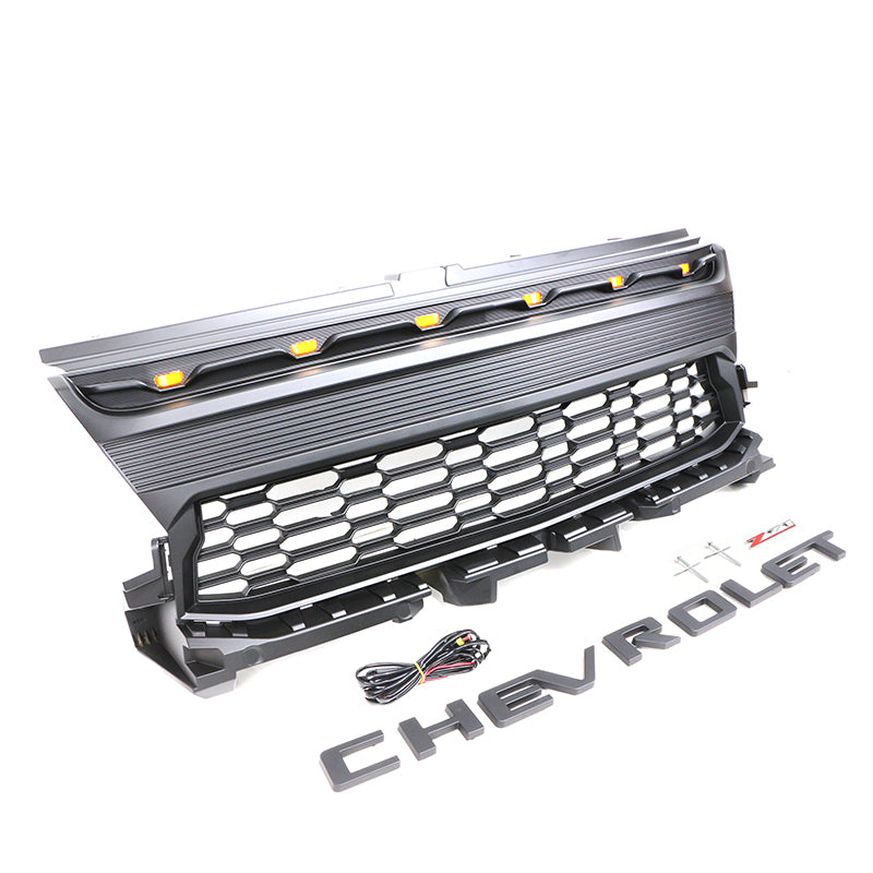 2021-2022 Chevrolet Colorado Raptor Style Grille with Letters and LED Lights Chrome