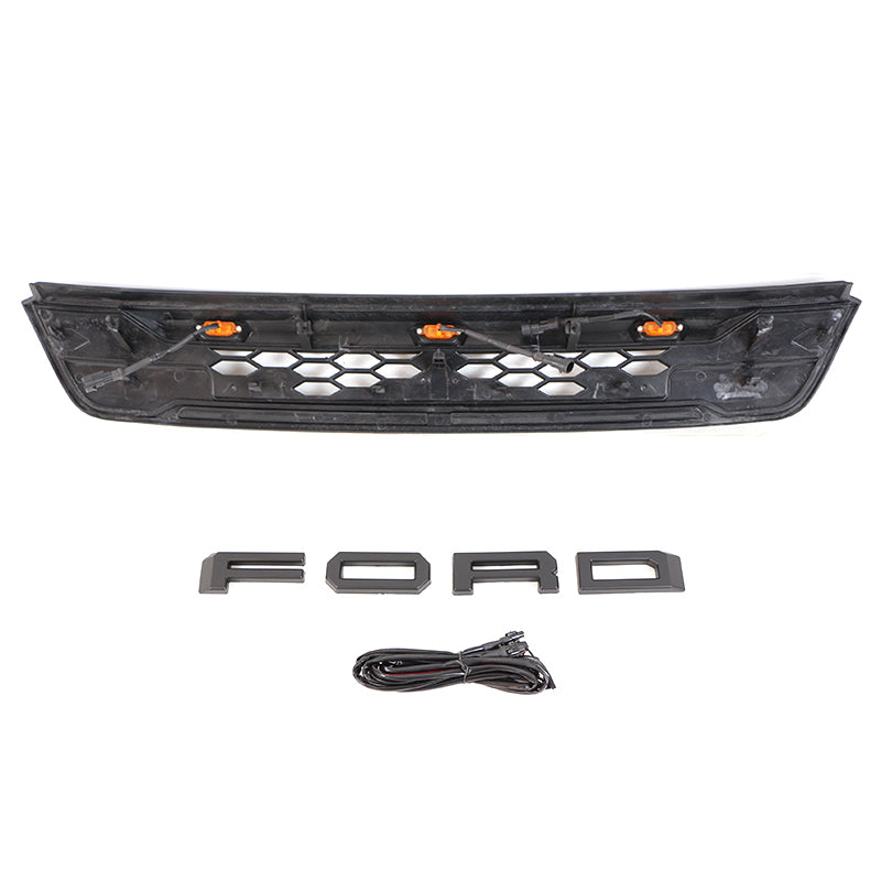 2013 2014 2015 Ford Escape Raptor Style Front Grille with Letters and LED Lights Matte Black