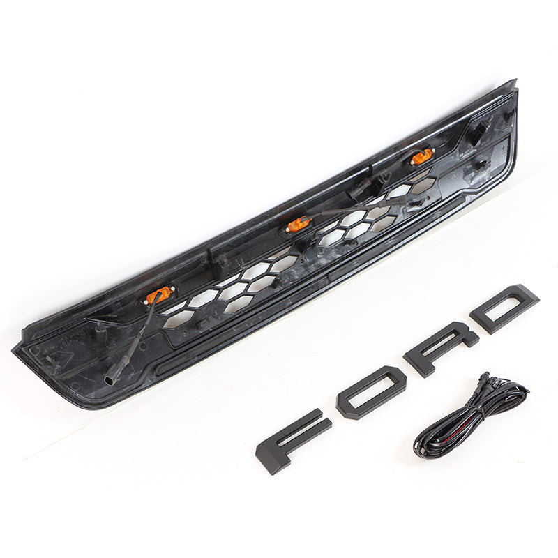 2013 2014 2015 Ford Escape Raptor Style Front Grille with Letters and LED Lights Matte Black