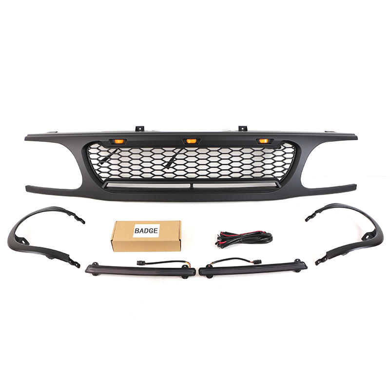 1995 1996 1997 1998 1999 2000 2001 Ford Explorer Raptor Style Black Grill Aftermarket Grill W/E lights