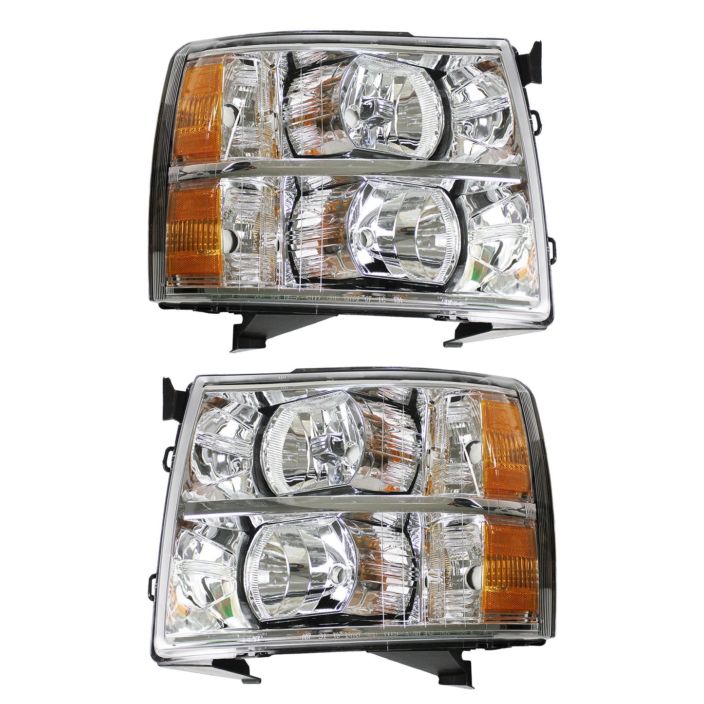 For 2007 2008 2009 2010 2011 2012 2013 2014 Gmc Sierra Chrome Headlight Set Left+Right