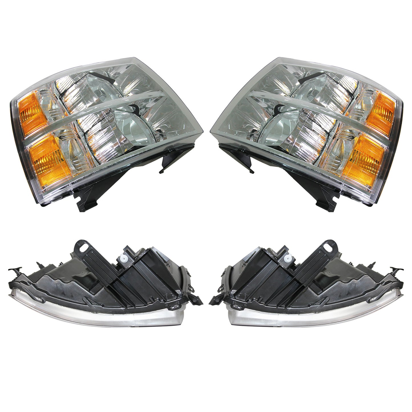 For 2007 2008 2009 2010 2011 2012 2013 2014 Gmc Sierra Chrome Headlight Set Left+Right