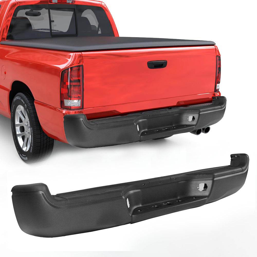 For 2002 2003 2004 2005 2006 2007 2008 Dodge Ram 1500 Black Rear Step Bumper Steel Face Bar Pickup Truck New