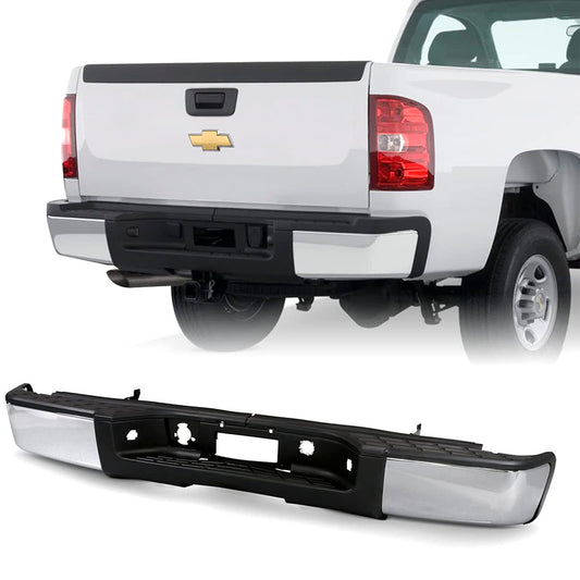 Steel Complete Chrome Rear Bumper For 2007 2008 2009 2010 2011 2012 2013 Chevy Silverado GMC Sierra 1500 (Fits: Silverado 1500) without hole