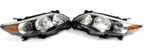 For 11 13 Toyota Corolla Black Headlights Type S Lamps Replacement Pair Set